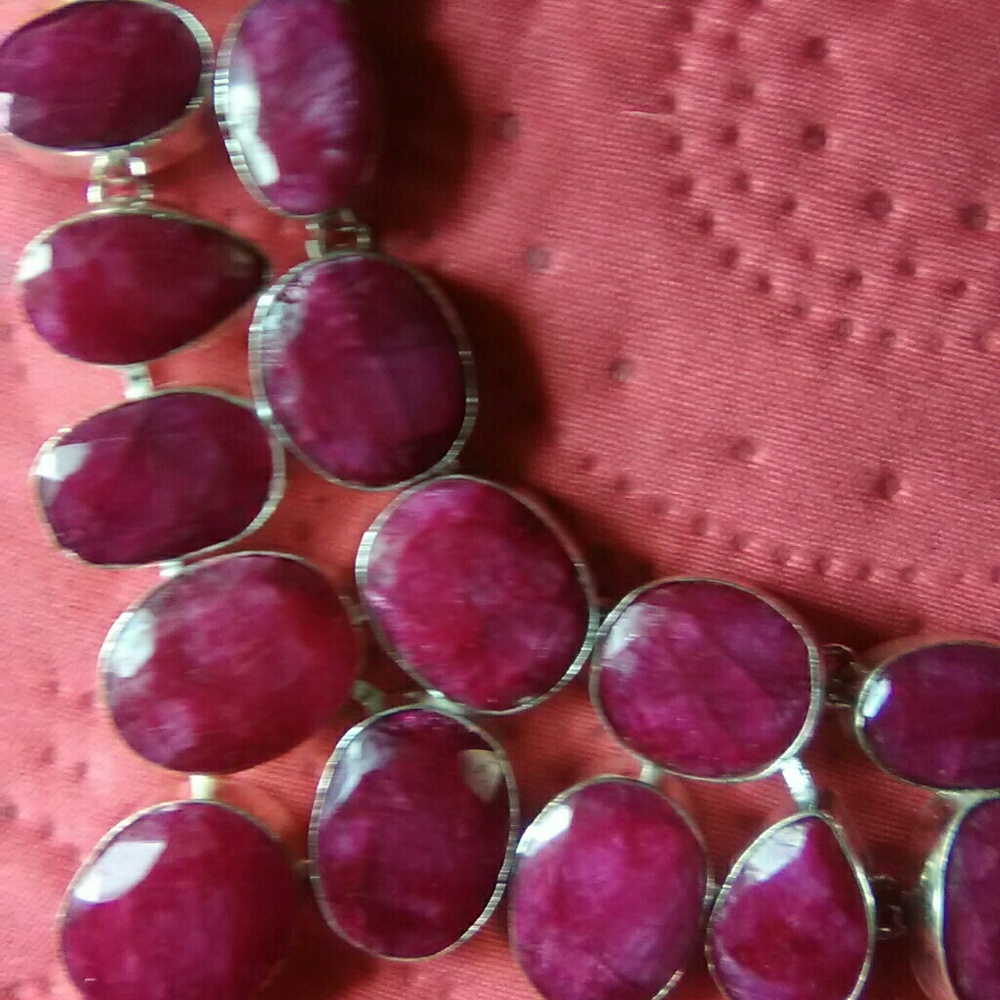 Raw ruby necklace